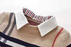 Suéter de malha de manga comprida infantil, pulôver bebê menino, camisa infantil, quente, roupas da moda, outono, inverno