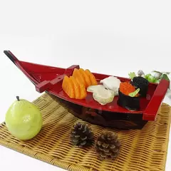 Imagem do Preto Vermelho Sushi Sashimi Barco, Prato De Marisco, Bandeja De Sashimi De Salm