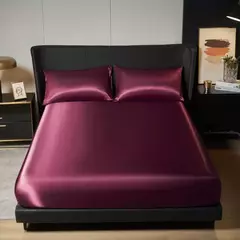 Elegante cetim equipado lençol, folha equipada, luxuoso Universal King e Queen Size, 35cm de altura, adiciona opção para sua decoração do quarto - comprar online