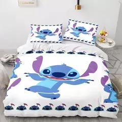 Disney Stitch Cartoon 3D Impresso Lençóis, Conjunto de Têxtil Doméstico Infantil, Capa para Colcha, Fronha, 3 pcs
