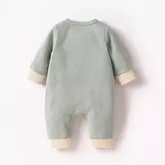 Macacão de manga comprida com botão, verde, sólido, waffle, casual, recém-nascido, menino, primavera, outono - comprar online