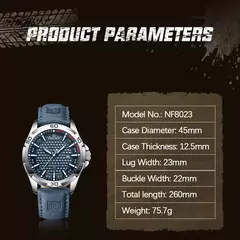 Imagem do NAVIFORCE-Relógio de quartzo impermeável masculino com pulseira de couro, relógio de pulso esportivo masculino, marca de moda