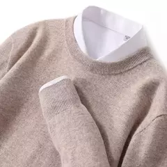 Suéter de manga comprida com o pescoço, 100% lã merino, top solto quente, cor sólida, clássico, pulôver de malha, outono inverno - comprar online