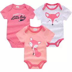 Algodão das meninas do bebê Bodysuit de manga curta, recém-nascido Vestuário, Criança, 0-12 meses, 3 6 Pcs por lote - Wolf Magazine