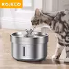 Rojeeco bebedouro de aço inoxidável para animais de estimação, fonte automática de água para gatos, dispensador inteligente de água para cães e gatos