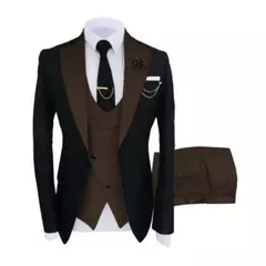 Imagem do Ternos masculinos 3 peças sob medida melhor homem noivo casamento smoking fino ajuste jacquard duas cores blazer jaqueta colete calças smoking roupas