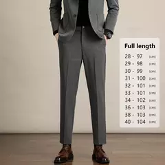 Calça casual justa masculina, cortina avançada, terno formal grosso para escritório, preto, marrom, cinza, azul, outono e inverno
