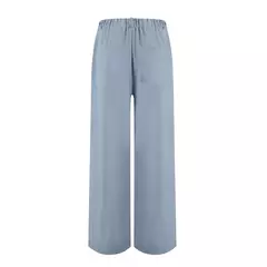 Calça larga de linho de algodão feminina, comprimento total, casual, monocromática, solta, cintura alta, reto, botão, verão