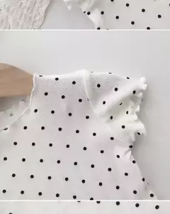 Elegante feminino bebê verão fino chiffon pijama conjunto de 2 peças roupas para casa para crianças bolinhas design ar condicionado roupas na internet