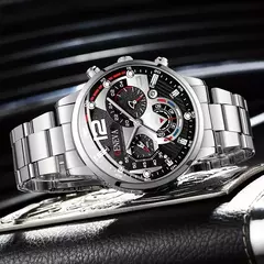 Quartzo em aço inoxidável masculino Relógio de pulso, Relógio de luxo, Calendário, Relógios de negócios, Relógio, Moda, Novo, Quente - loja online