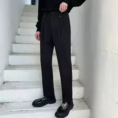 Imagem do Calça social masculina de lã, calças com cintura elástica, casual e social para outono e inverno