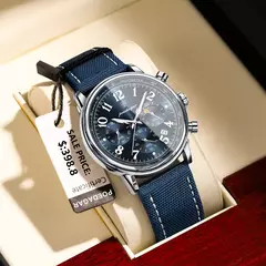 POEDAGAR-Relógio desportivo militar de luxo masculino, cronógrafo luminoso impermeável, relógios masculinos, quartzo, nylon, couro, data