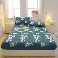 Lençol equipado com plantas e flores impressas para quarto, lençol, roupa de cama simples e moderna, com fronhas, 1 conjunto - comprar online