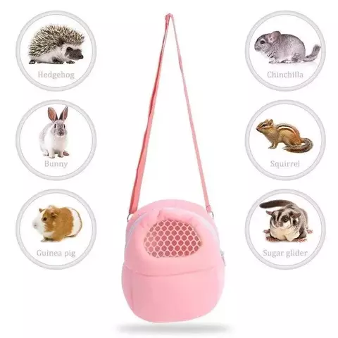 Transportadora de Animais Respirável com Trela de Rato, Carry Pouch, Gaiola, Hamster, Chinchila, Cobaia, Viagem, Quente, Pequeno