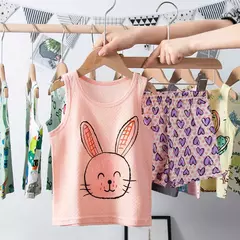 Conjuntos de pijamas infantis, pijamas de dinossauro, pijamas infantis, colete para meninos e meninas, terno de criança de 1 a 10 anos, verão - loja online