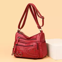 Bolsa de bolso multi couro PU vintage feminina, bolsas de ombro transversais femininas, bolsas de design de luxo, alta qualidade, 2023 - comprar online