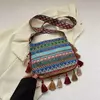 Bolsa feminina vintage com borla étnica tecida à mão crossbody para senhora bolsa hippie sling bolsa de ombro para senhoras bolsa ase?? ? Galega