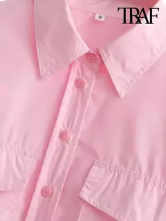 TRAF-camisas popeline soltas para mulheres, manga comprida, blusas femininas com botões, tops chiques, vintage e na moda - Wolf Magazine