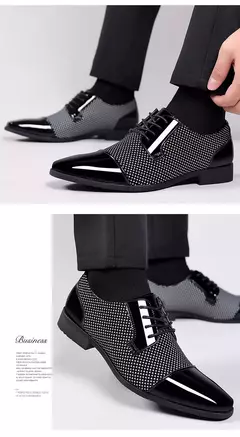Tendência clássico masculino vestido sapatos para homens oxfords sapatos de couro patente rendas até formal couro preto festa de casamento shoes2023