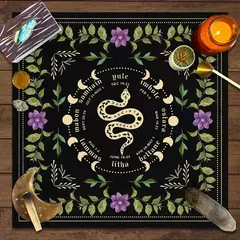 Toalha De Mesa De Tarô Com Seu Poder, Em Forma De Serpente, Estampa Floral e Vegetal, Toalha De Mesa Astrologia, Decoração De Altar, 1Pc na internet