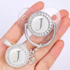Clipe de chupeta personalizado bebê titular chupetas de luxo recém-nascido prata Bling mordedor de silicone transparente infantil livre de BPA - comprar online