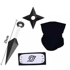 Imagem do Anime naruto cosplay kakashi acessórios brinquedos figura de ação luvas bandana kunai máscara uchiha luvas conjunto presente