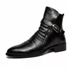 Elegante bota de couro chelsea masculina, sapato de tornozelo masculino, slip-on, vestido formal, moda, outono, inverno