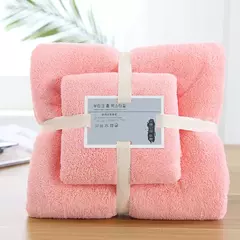 2 pcs/Set Luxo Super Large Toalha Alta Absorvente Soft Coral Fleece Toalha de Banho e Toalhas Rosto Conjunto para Adultos 70x140cm 35x75cm - comprar online