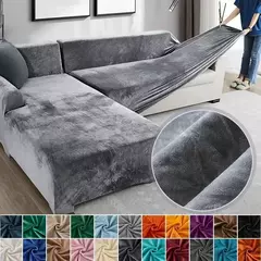 Tampa de veludo grosso do sofá para a sala de estar, tampa elástica, sofá de canto em forma L, estiramento, 1,2, 3,4 Seater - comprar online