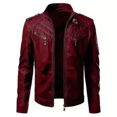 Jaqueta masculina de couro PU falso, casacos masculinos slim fit, outwear preto na internet