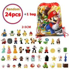Imagem do Super mario bros figuras de ação brinquedos conjunto kawaii pvc anime jogo modelo ornamentos bonecas com saco armazenamento para crianças brinquedos presentes