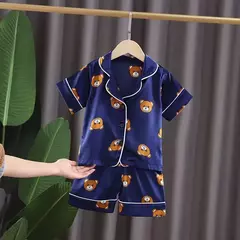Conjuntos de pijama de urso de meninos e meninas, pijamas infantis, roupas de dormir do bebê, camiseta de manga curta, tops com calças - comprar online