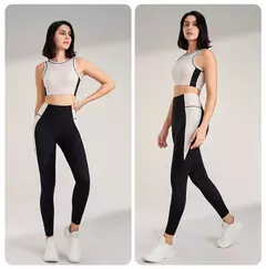 Roupas coloridas de secagem rápida para mulheres, roupa de treino de ginástica, camiseta recolhida, calças apertadas para levantar o quadril - Wolf Magazine