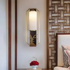 Imagem do Lâmpada de parede para sala, novo estilo chinês, moderno simples lâmpada retro, TV fundo, Hotel Quarto lâmpada de cabeceira