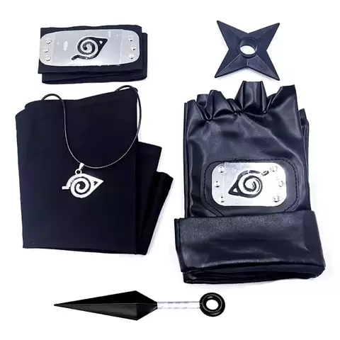 6 pçs/set anime naruto kakashi cosplay acessórios luvas kunai bandana máscara colar ninja uchiha trajes adereços crianças coisas