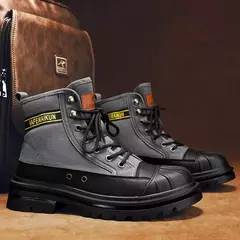 Imagem do Botas de vaqueiro casuais masculinas, Sapatos de segurança plataforma para trabalho, Botas táticas militares, Montanhismo ao ar livre, Inverno