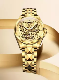 OUPINKE-impermeável relógio mecânico automático para casal, tungstênio tira de aço, movimento importado, dourado, luxo, original na internet