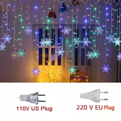 LED Fairy String Luzes De Natal, Floco De Neve Cortina, Guirlanda Impermeável, Festa De Feriado, Decoração De Natal, 3.5m, 2024