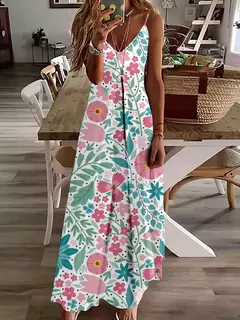 Vestido de cabeçada com estampa floral elegante feminino, casual roupas de praia, plus size, férias, Havaí, novo, 2024 na internet