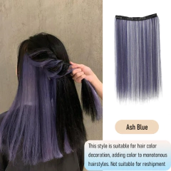 Extensões de cabelo liso sintético de 50 cm com 4 cartões, clipe em rabos de cavalo, perucas rosa/azul/roxo, perucas de Halloween/Natal - loja online
