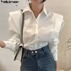 Blusas soltas de mangas compridas femininas, camisa chique, tops elegantes de rua, blusas de escritório OL, novas, outono, 2023