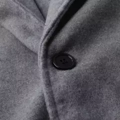 Imagem do Casaco de lã de comprimento médio masculino, sobretudo masculino, manga longa, botões, gola de lapela, monocromático, outono, inverno