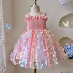 Novo bebê meninas festa de aniversário vestidos de noite verão asas borboleta crianças roupas doce colorido criança crianças traje - comprar online