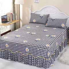 Imagem do colcha de cama casal lencol cama casal Princesa estilo colcha na cama com saia algodão impressão roupa de cama para casa elástico lençol equipado com fronhas roupa de cama jogo de cama