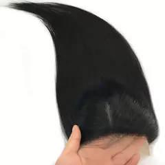 Fechamento de seda para cabelo humano, cabelo humano reto, cor natural, linha fina pré-arrancada, 5x5 - Wolf Magazine