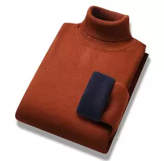Pulôver de gola alta masculino, gola alta, velo, quente, slim fit, suéter casual, jumper monocromático, tendência de inverno, 4XL - Wolf Magazine