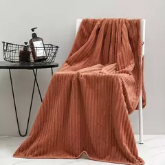 Toalha de cara coral listrada engroçada macia do velo, toalha de banheiro do microfiber, água-absorvente, não fácil de verter