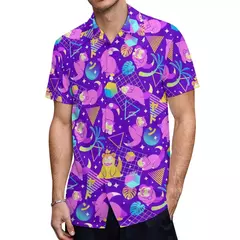 Camiseta havaiana masculina de manga curta, estampa de ovelha 3D, roupas de praia soltas, camisas grandes, verão - comprar online