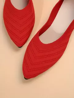 Sapatilhas femininas de malha, sapatilhas casuais, dedo do pé pontiagudo, mocassins para barcos de escritório, cor sólida, novo, 2022, 2024