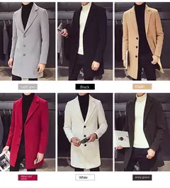 Jaqueta corta-vento longa de algodão masculino, casaco de lã, slim fit, cor pura, casual, moda empresarial, roupa nova, outono, inverno, 2023 - loja online